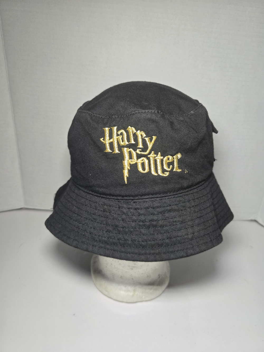 Y2k 2001 Harry Potter Black Bucket Hat with Gold Logo Unisex